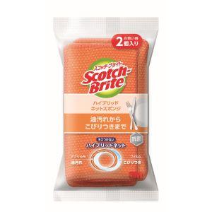 スリーエム 3M HBNT-75E 2PM スコッチ ブライト ハイブリッドネットスポンジ2個入り オレンジ
