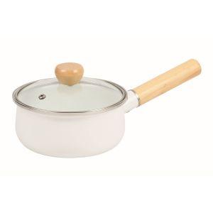 ジャストサイズ ホーロー ガラス蓋 IH対応 片手鍋 15cm ホワイト HB