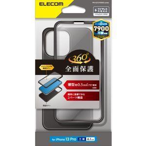 エレコム PM-A21CHV360UBK iPhone 13 Pro ハイブリッドケース 360度保護 薄型 ブラック｜akibaoo