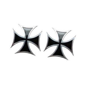 【メール便選択可】モートーン 2XSNG096B エンブレム アイアンクロス アルミ ブラック 汎用