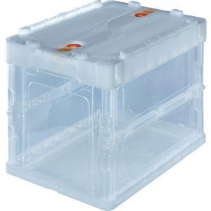 TRUSCO中山 TRUSCO 薄型折りたたみコンテナ 50Lロックフタ付 グレー