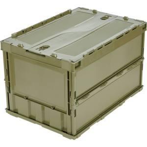 トラスコ 薄型折りたたみコンテナ ロックフタ付き 50L OD色 TR-C50B-OD