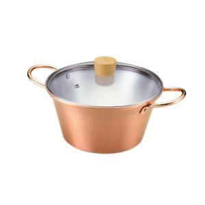 ことこと銅の煮込み鍋 20cm 4529（ ガラス 蓋 煮込み ふた 付き