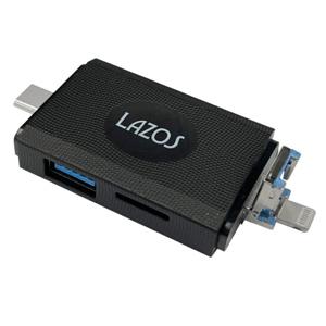 【メール便選択可】Lazos L-MCR-L マルチカードリーダー Lightning Type-C USBプラグ｜akibaoo