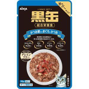アイシア（AIXIA） 黒缶 舌平目入りまぐろとかつお ゼリータイプ 70g
