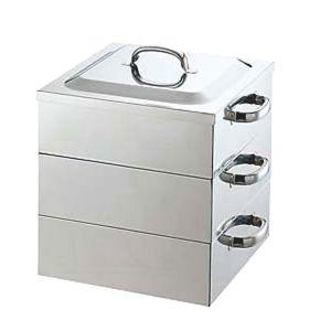 18-8ステンレス　角蒸し器　2段　40㎝ 値下げ】【中古】 A02813 ステンレス 角蒸し器 40cm 2段 - 【業務用
