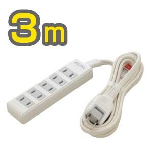 エルパ LPT-503N W コンパクト タップ5口 3m ELPA 朝日電器