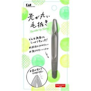 【メール便選択可】貝印 先が丸い毛抜き シルバー KQ3211
