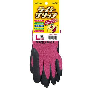 【メール便選択可】ショーワグローブ 341 ライトグリップ Lサイズ レッド 背抜き手袋 軍手 No.341-LR