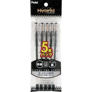 【メール便選択可】ぺんてる XK105GA5 パック ハイブリッドG 黒5本