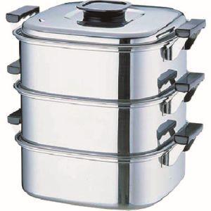 桃印18-0角型蒸器 29cm 3段 0472900 蒸し器 ステンレス IH対応 業務用