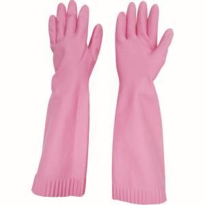 【メール便選択可】トワロン 215 天然ゴム手袋 トワローブ天然ゴムあつ手ロング ピンク Mサイズ ...
