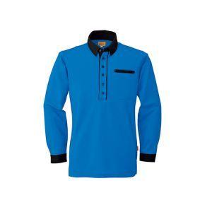 ビッグボーン SW525-53-5L メンズ レディース長袖ポロシャツ インペリアルブルー×ブラック