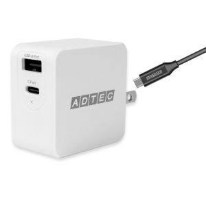 アドテック APD-A065AC-wC-WH PD充電器+4K 100W 出力 Type-C to C ケーブル WH 65W AC wCM