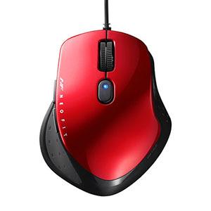 NEO FITマウス 有線/BlueLED光学式/静音/5ボタン/Sサイズ レッド BSMBU510SRD