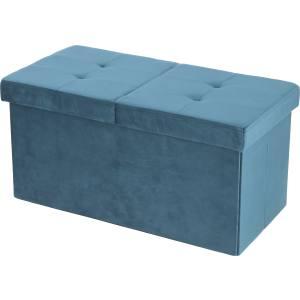 不二貿易 FB6030-YMR01 収納ベンチ 60cm ベロア調 ブルーグリーン メーカー直送 代引不可 北海道沖縄離島不可