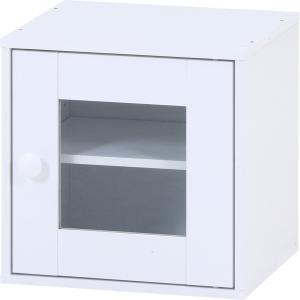 不二貿易 キューブボックス ガラス扉 ホワイト FBC491 メーカー直送  北海道沖縄離島不可