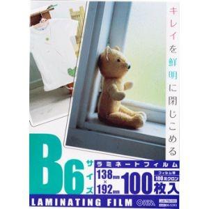 【メール便選択可】オーム電機 LAM-FB61003 ラミネートフィルム 100ミクロン B6 100枚 00-5393｜akibaoo