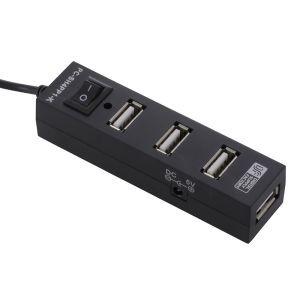 オーム電機 スイッチ付き4ポートUSBハブ ブラック 01-3504 PC-SH4PP1-K