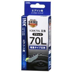 オーム電機 エプソン互換 ICBK70L 染料ブラック 01-4131 INK-E70LB-BK