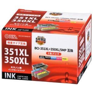 オーム電機 キヤノン互換 BCI-351XL+350XL/5MP 顔料ブラック+染料4色 01-4164 INK-C351350XLB-5P