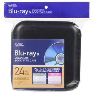オーム電機 OA-RBRC24-K Blu-ray&amp;CD&amp;DVD対応ブックタイプケース セミハードタ...