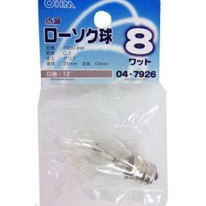 【メール便選択可】オーム電機 点滅ローソク球 8W E12 クリア 04-7926 LB-C7208...
