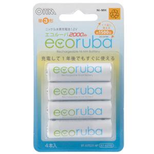【メール便選択可】オーム電機 BT-JUTG31 4P 充電式電池 エコルーバ 単3×4本入 07-6310