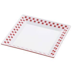 エンテック メラミン ツートンシリーズ スクエアプレート 赤 CH-11R