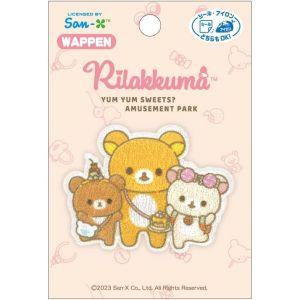 【メール便選択可】パイオニア リラックマ ワッペン 幅 約6.3cm×高さ 約4.7cm シールアイ...