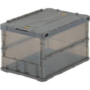 TRUSCO中山 TRUSCO 薄型折りたたみコンテナ 50Lロックフタ付 グレー