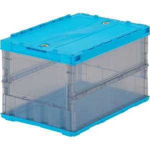 トラスコ TSK-C50B-BT 薄型折りたたみコンテナスケル 50Lロックフタ付 ブルーツートン ...