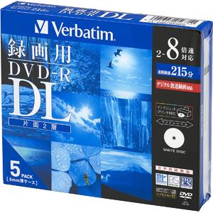 バーベイタム VHR21HDSP5 録画用DVD-R DL 約215分 5枚 8倍速 CPRM Verbatim｜akibaoo