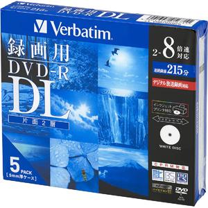 バーベイタム VHR21HDSP5 録画用DVD-R DL 約215分 5枚 8倍速 CPRM Ve...