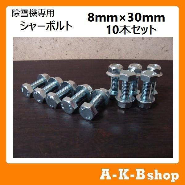 除雪機専用シャーボルト　シャーピン　8mm×30mm 10本入り（スマートレター対応商品 送料210...