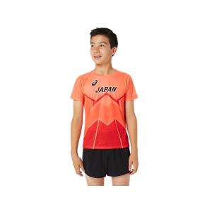 アシックス Jr陸上日本代表レプリカ半袖シャツ サンライズレッド