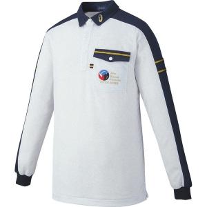 アシックス レフリーシャツLS ホワイト杢×ネイビー asics