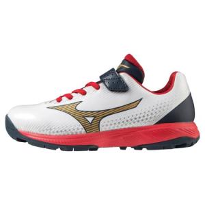 【送料無料】ミズノ ライトレボトレーナーJr.CR(野球／ソフトボール)［ジュニア］ ホワイト×ネイビー×レッド Mizuno 11GT222342｜akichan-do