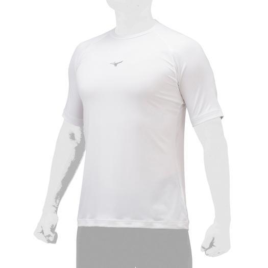 【送料無料】ミズノ ローネック／半袖(野球／抗菌防臭／防汚)（ユニセックス） ホワイト Mizuno...