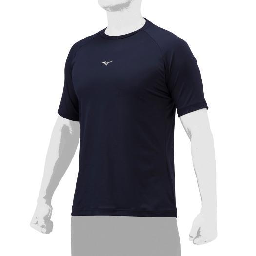 ミズノ ローネック／半袖(野球／抗菌防臭／防汚)（ユニセックス） ネイビー Mizuno 12JAA...