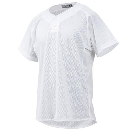 【在庫処分】ミズノ 練習用シャツ(セミハーフボタンタイプ) ホワイト Mizuno 12JC8F69...