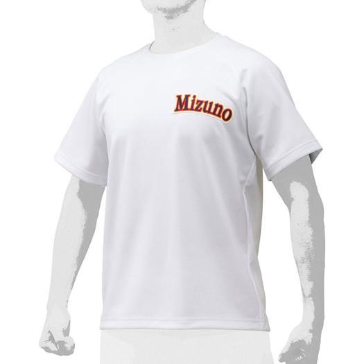 【送料２９０円】ミズノ ベースボールシャツ／丸首 ホワイト Mizuno 12JC9L3801