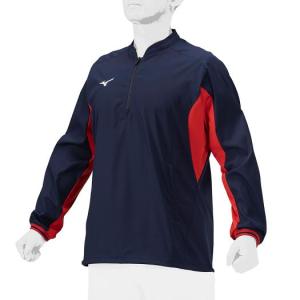 ミズノ ミズノプロ トレーニングジャケット (長袖) （ユニセックス） ネイビー×レッド Mizuno 12JE1J0570の商品画像