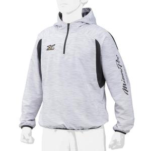 ミズノ ジップパーカー ミズノ ＜ミズノプロ＞ ハーフZIPパーカー長袖 シルバーグレー杢