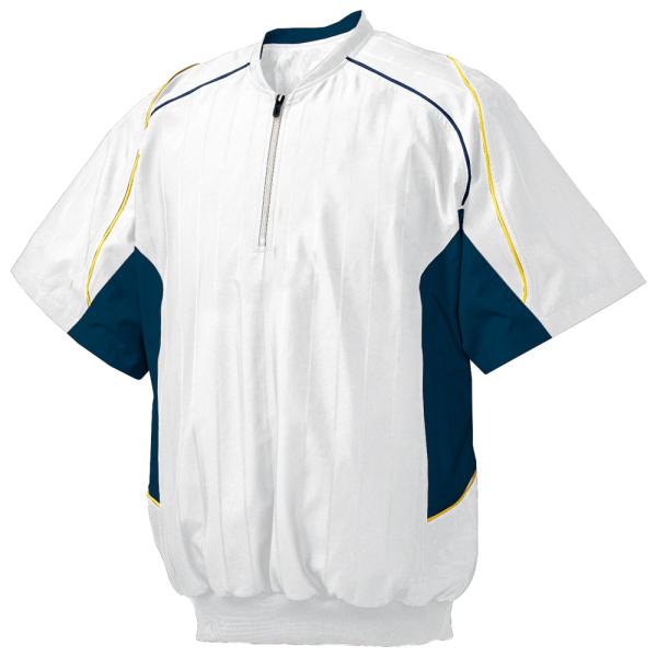 【送料無料】ミズノ ハーフＺＩＰジャケット・半袖（侍ジャパンモデル） ホワイト×ネイビー Mizun...