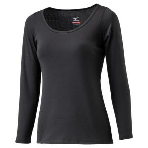 ミズノ ブレスサーモアンダーラウンドネック長袖シャツ ブラック Mizuno C2JA0810 09