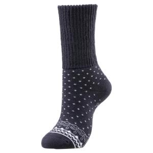 【送料２９０円】ミズノ 発熱素材 ブレスサーモゆるぬくソックス(雪柄)［ウィメンズ］ ネイビー Mizuno C2JX180115