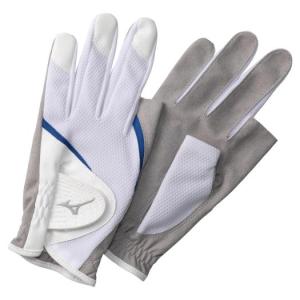 ミズノ UV手袋(両手)(グラウンド・ゴルフ) ホワイト×ブルー Mizuno C3JGP00227