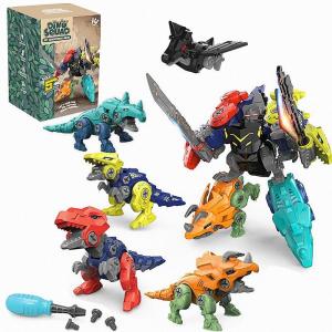 恐竜 おもちゃ 5個合体セット ブロック ロボット 大工さんごっこおもちゃ DIY恐竜立体パズル STEM知育玩具 安全な材料 おもちゃ 男の子 女の子