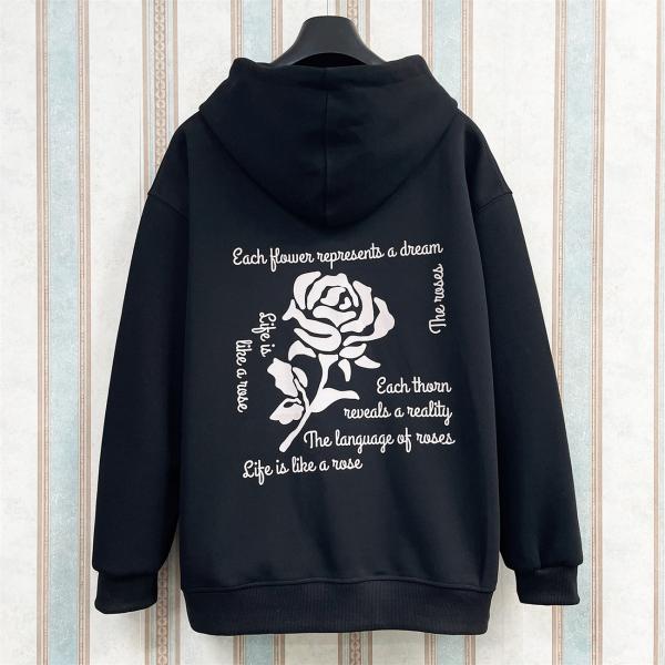 パーカー EU製 FRANKLIN MUSK アメリカ ニューヨーク発 綿100％ 快適 バラ 英字...